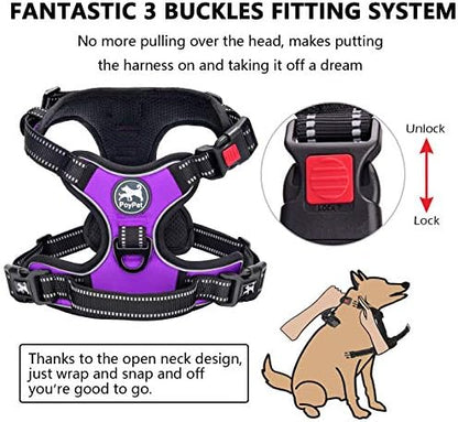 PoyPet No Pull Dog Harness Large with Front Clip & Neck Release Buckle - Image 2