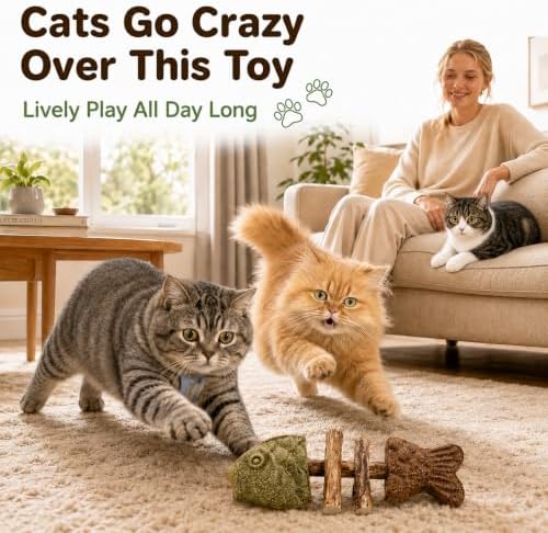 Silvervine Cat Toy Catnip Chew Stick for Indoor Kitten Teething Cleaning Dental Care Natural Comfort Adult Gatos Set to Play Alone Blend Fishing Aesthetic Fish Bone Shape - Image 4