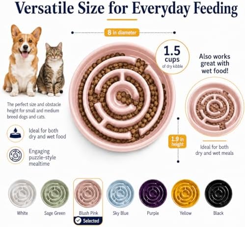 Ceramic Slow Feeder Dog Bowl 1.5 Cup Puzzle Dish for Small Medium Dogs - Image 2