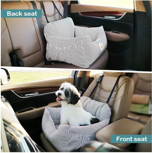 Dog Car Seat for Small Dogs,Fully Detachable and Washable Puppy Dog Booster Seats with Storage Pockets and Clip-On Safety Leash,Non-Slip Base Dog Bed Dual-use for Car and Home (Blue) - Image 5