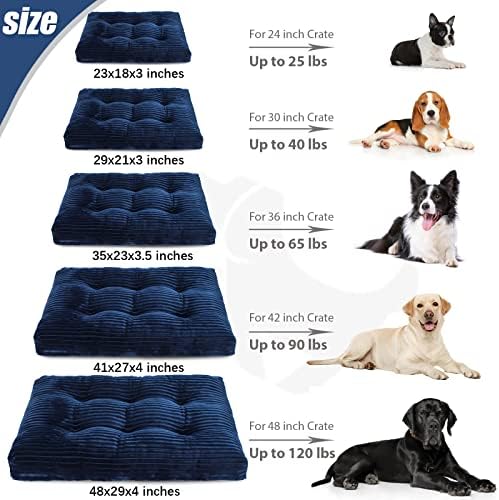 KSIIA Washable Dog Crate Bed Kennel Mat for Large Dogs, 35 x 23 Inch, Blue - Image 6