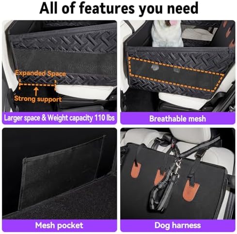 TKYZ Dog Car Seats for Large Medium Dogs Car Seat Cover,Puppy Pet Carseats(Black, Large Dog) - Image 5