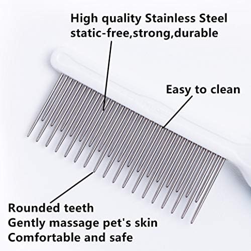 Pet Comb, Long & Short Stainless Steel Teeth Grooming Comb for Dogs & Cats - Image 4