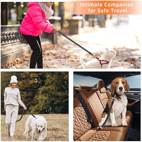 Seyezo Dog Car Seat Belt for Car, 2 Piece Set Retractable Dog Car Harness Adjustable Reflective Dog Seatbelt for Vehicle Headrests, Dog Safety Restraint Seatbelt Heavy Duty& High Elastics, Black - Image 7