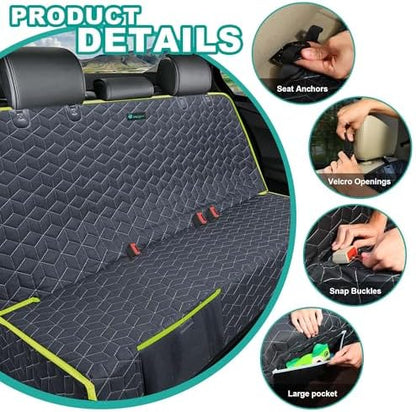 Dog Car Seat Covers for Ford f150/Ram1500/Nissan Frontier/Toyota Tacoma/GMC Canyon/Silverado, Waterproof Pet Back Seat Cover for Trucks, Scratchproof Nonslip Durable Rear Seat Cover for Dogs(Green) - Image 6
