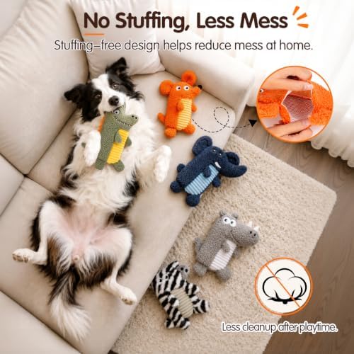 5-Pack Squeaky Dog Toys, No Stuffing with Crinkle Paper - Image 3