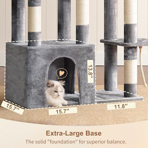 Heybly Heavy Duty Cat Tree with Large Base for Large Indoor Cats HCT026W - Image 4