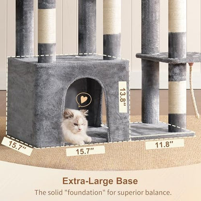 Heybly Heavy Duty Cat Tree with Large Base for Large Indoor Cats HCT026W - Image 4