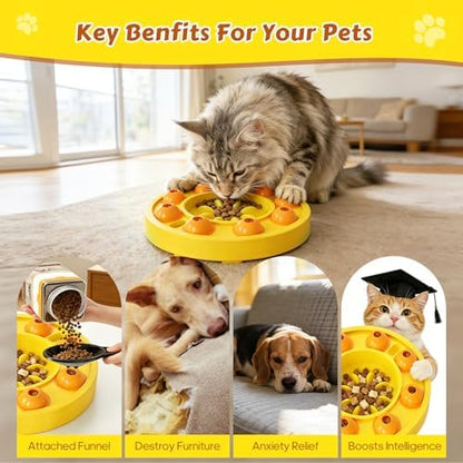 Dog Food Puzzle Toys Interactive Game Toy for IQ Training Enrichment Dog Food Puzzle Slow Feeder for Small, Medium Dogs and All Cats (Yellow Bowl) - Image 3