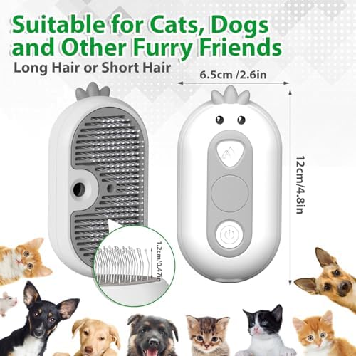 Cat Steam Brush with Release Button, 3 in 1 Pet Spray Water Comb - Image 5