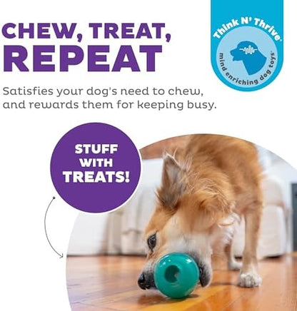 Outward Hound Double-Tuff Stuffable Dog Toy, Medium Blue, 3.9" x 2.5" – Treat Dispensing Chew Ball for Small to Medium Dogs, Interactive Puzzle Toy for Enrichment & Slow Feeding - Image 2