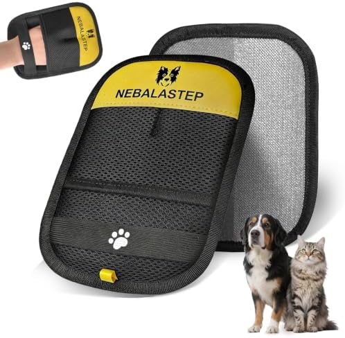 Pet Hair Remover Gloves Brush for Dogs & Cats,Electrostatic Reusable Pet Hair Remover Tool for Laundry,Clothing,Couch,Carpet,Car Seat,Upgraded Animal Fur Removal Tool (Yellow, Type 2) by NEBALASTEP