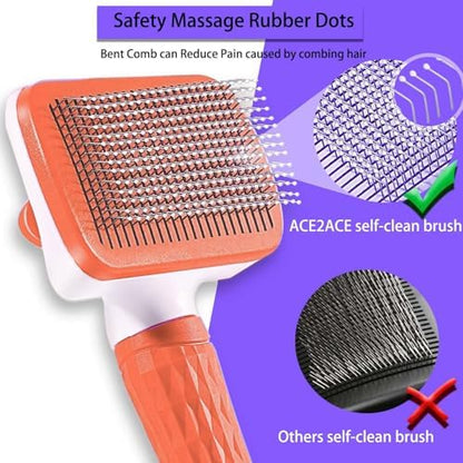 Self-Cleaning Slicker Brush, Dog Cat Bunny Pet Grooming Shedding Brush, Easy to Remove Loose Undercoat, Pet Massaging Tool Suitable for Pets with Long or Short Hair (Red) - Image 4