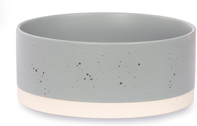 Oslo Ceramic Dog Bowl - 8'' Dog Food Water Bowl for Medium and Large Dogs, Heavy Duty Non-Slip Dog Dish, Modern Scandi-Style Stoneware Pet Feeder Bowl, Dishwasher Safe (70Oz, Grey)