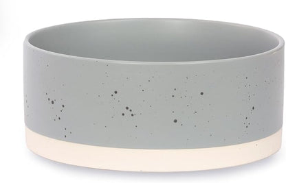 Oslo Ceramic Dog Bowl - 8'' Dog Food Water Bowl for Medium and Large Dogs, Heavy Duty Non-Slip Dog Dish, Modern Scandi-Style Stoneware Pet Feeder Bowl, Dishwasher Safe (70Oz, Grey)