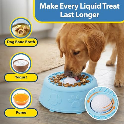 Slow Feeder Dog Bowls with Rolling Ball & Lick Mat for Dogs, Interactive Dog Enrichment Toy, Anti-Slip Puzzle Feeder for Yogurt, Bone Broth & Wet Food, Slow Eating Bowl for Small, Medium & Large Dogs - Image 2