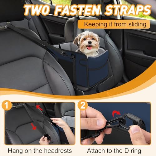 Portable Dog Car Seat for Small Dogs, Puppy Car Seat, Navy Blue - Image 5