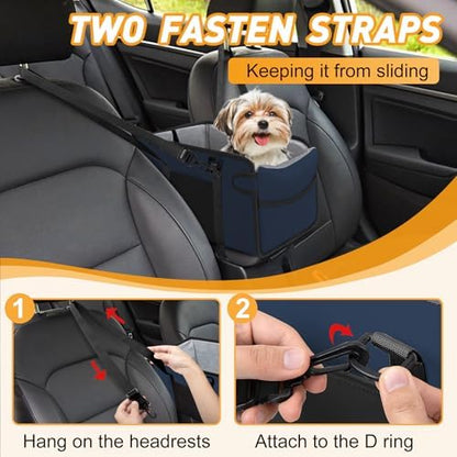 Portable Dog Car Seat for Small Dogs, Puppy Car Seat, Navy Blue - Image 5