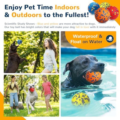 Petcare 4 Pack Dog Balls Indestructible Dog Toys for Aggressive Chewers Durable Tough Tennis Balls Toys for Medium Large Dogs Outdoor Outside Fetching Toys for Big Dogs Chew Ball - Image 2