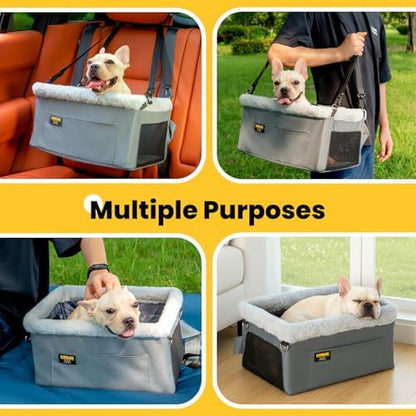 Conlun Dog Car Seat Booster | Steel Frame Anti-Collapse | Small Pet | Grey - Image 6