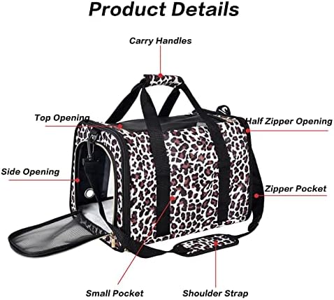 Petmolico Cat Carrier Soft-Sided Airline Approved, Medium, Medium, Leopard - Image 4