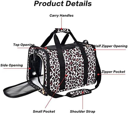 Petmolico Cat Carrier Soft-Sided Airline Approved, Medium, Medium, Leopard - Image 4