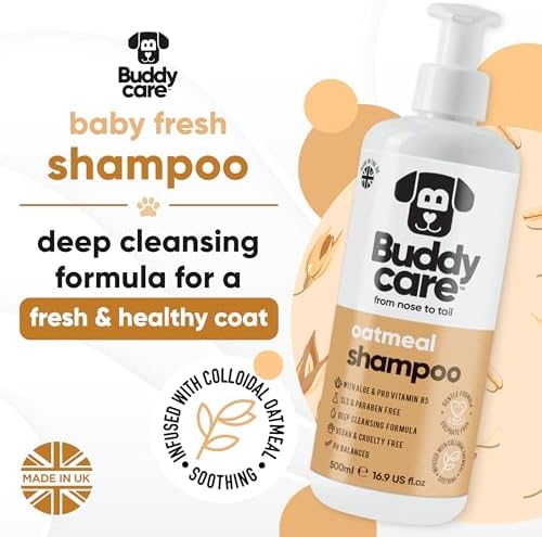 Oatmeal Dog Shampoo by Buddycare | Shampoo for Dogs with Irritated Skin | Relieving and Rehydrating | with Aloe Vera and Pro Vitamin B5 (50.72oz) - Image 2