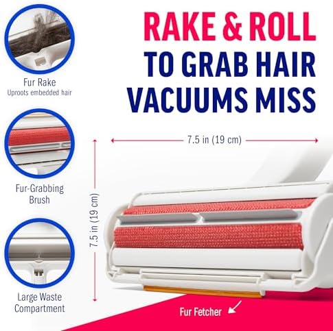 ChomChom Roller & Rake – Reusable Pet Hair Removal Roller with Rake Attachment for Cat & Dog Fur on Furniture, Couch, Carpet, Car, Rugs, Bedding & More– Portable, Eco-Friendly - Image 2