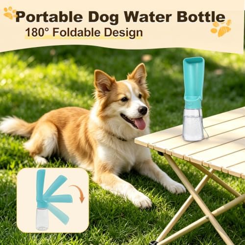 Foldable Dog Water Bottle, 19 oz Leak Proof Portable Dispenser (Green) - Image 5