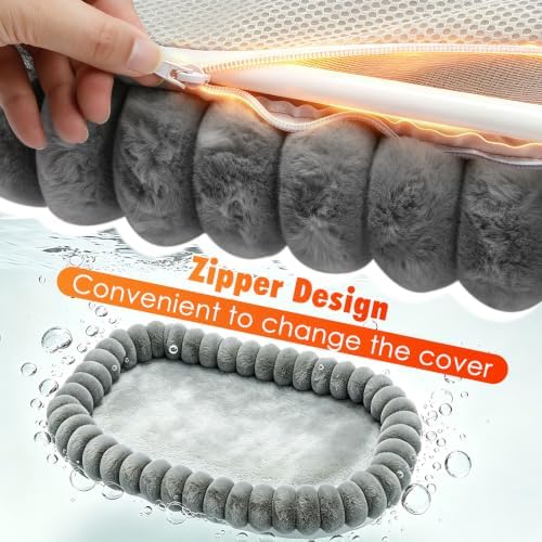 IPOW Cat Window Perch Cordless Foldable Cat Hammock Bed for Window with 4-Sided Bolster, Sturdy Metal Frame & Strong Suction Cups Window Hammock for Large Cats and Kittens 23.3 * 15.8in(Gray) - Image 3