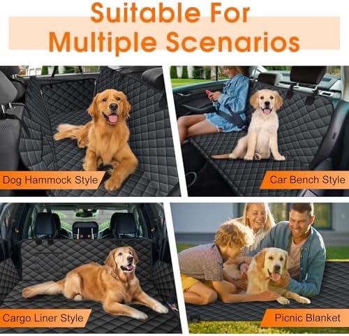 NECKORY Waterproof Dog Car Seat Cover for Back Seat, Pet Hammock- S, Black - Image 6