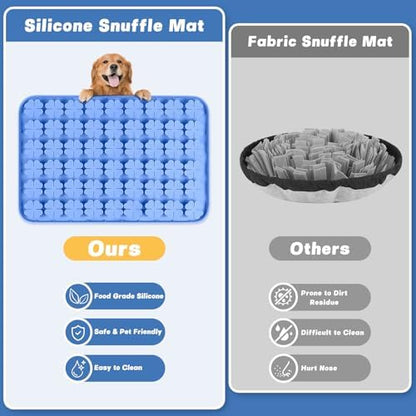 Silicone Snuffle Mat for Dogs 23.6"x 15.7" Large Slow Feeder Mat, Blue - Image 4