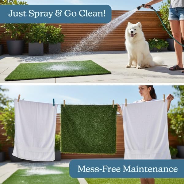 Artificial Grass Puppy Pee Pad for Dogs and Small Pets - Set of Three 41x27 Inch, Reusable 4-Layer Turf Pads for Dogs - Indoor and Outdoor Fake Grass Potty Pet Supplies by PETMAKER