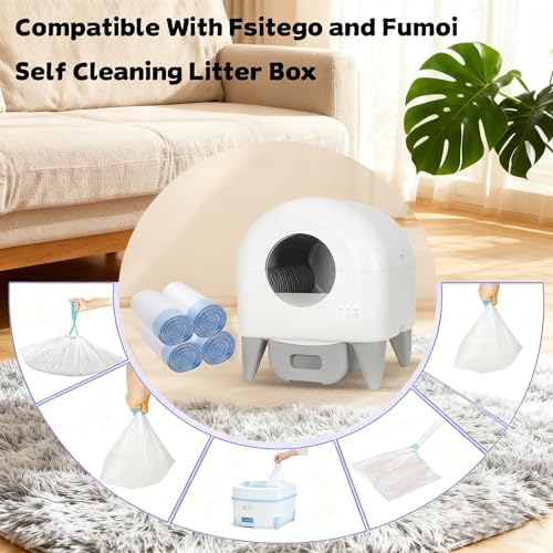 80 Count Cat Litter Box Liners for Fsitego and Fumoi Self Cleaning Litter Box, Extra Thick Heavy Duty Cat Litter Bags Replacement, with Drawstring(26" x 11.8") (Pack of 4) - Image 7