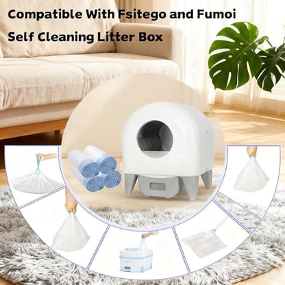 80 Count Cat Litter Box Liners for Fsitego and Fumoi Self Cleaning Litter Box, Extra Thick Heavy Duty Cat Litter Bags Replacement, with Drawstring(26" x 11.8") (Pack of 4) - Image 7