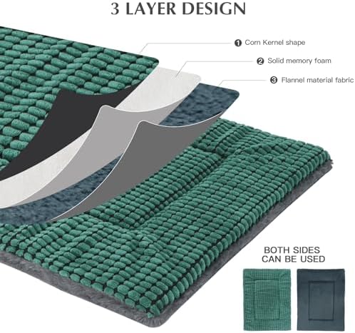 BVAGSS Reversible Dog Crate Pad, Memory Foam Pet Bed Mat, Soft Warm Machine Washable Sleeping Kennel Mattress for Small Medium Large Dogs XH079 (42''x28''x1.6'',Green) - Image 3