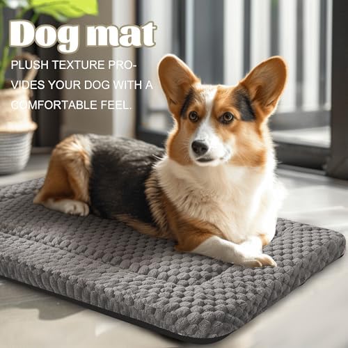 Dog Bed Crate Mat, Soft Durable Washable Anti-Slip Kennel Pad for Dogs & Cats, Reversible (Light Gray, M(30"*20"*1.5")) - Image 2