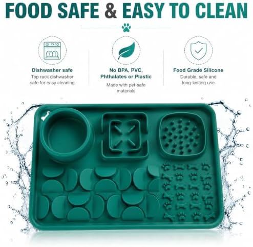 Silicone Dog Slow Feeder Lick Mat with Suction Cups, Multi-Puzzle Partition Pet Snuffle Feeding Tray for Puppy Cat Slow Eating Boredom Relief Training (Dark Green) - Image 7