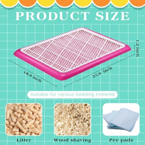 Mifoci Dog Pee Pad Holder Potty Tray Portable Dog Litter Box Toilet Training for Indoor Outdoor Small Medium Large Pet Puppy(Pink,25.59 x 18.9 Inches,2 Pcs) - Image 2