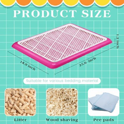 Mifoci Dog Pee Pad Holder Potty Tray Portable Dog Litter Box Toilet Training for Indoor Outdoor Small Medium Large Pet Puppy(Pink,25.59 x 18.9 Inches,2 Pcs) - Image 2