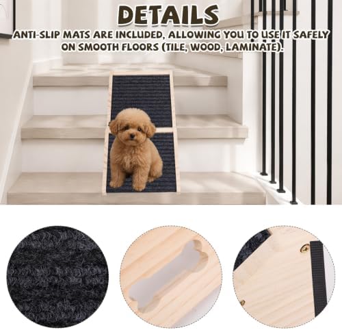 NQEUEPN Wooden Pet Ramps for Stairs, Non-Slip Low-Angled Dog Cat Ramps - Image 4