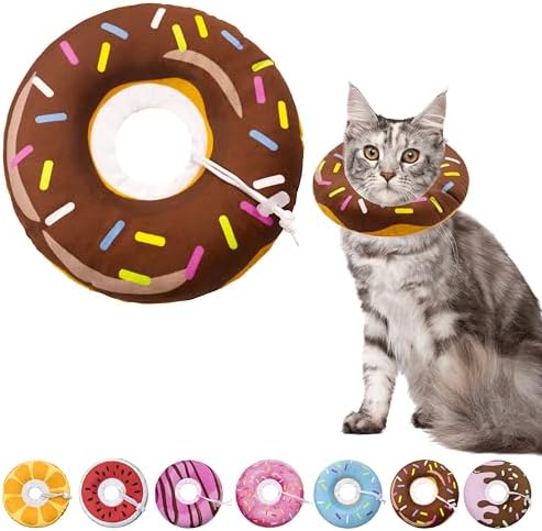 Seyezo Cat Cone Collar Soft, Adjustable Cat Recovery Collars, Donut Brown M by Seyezo