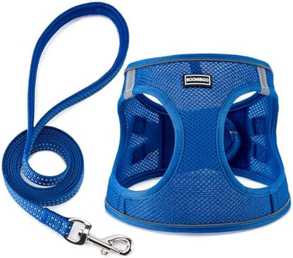 Dog Harness with Leash Set, Step-in Adjustable Puppy Pet Vest, Blue XXS by BOOMIBOO