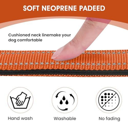 Reflective Dog Collar, Adjustable Nylon for Small Dogs, Orange - Image 3