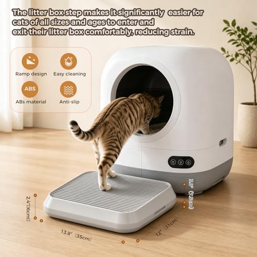 Litter Box Step for Cat - Litter Box Ramp with Filter Function for Automatic Litter Box, Washable Easy Cleaning Robot Catcher Ramp Collection Stairs for Older Geriatric Senior Cat or Kitten - Image 4