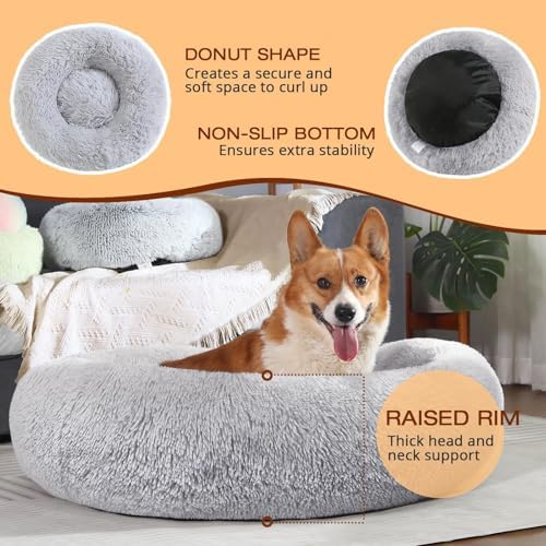 JOLLYVOGUE Dog & Cat Bed, Calming Anti-Anxiety Pet Bed for Small Dogs, Fluffy Donut Cushion for Small and Medium Pets (20") (Pack of 2) - Image 5