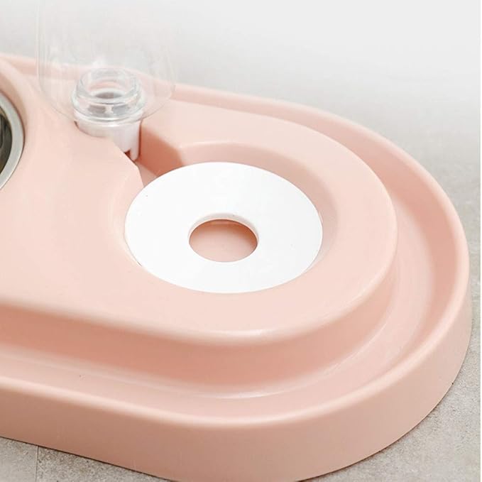 Luck Dawn Double Dog Cat Bowls Water and Food Bowl Set，Detachable Stainless Steel Bowl Automatic Water Dispenser Bottle Pet Feeder for Small or Medium Size Dogs Cats Puppy Kitten Rabbit