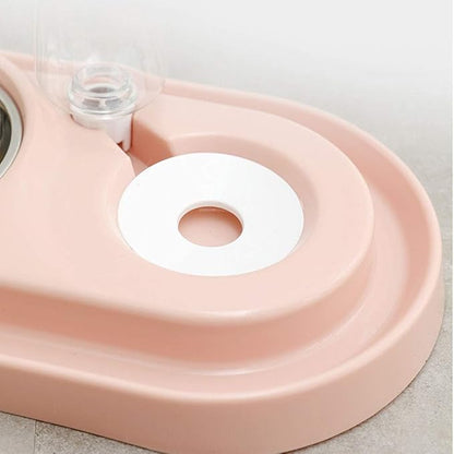 Luck Dawn Double Dog Cat Bowls Water and Food Bowl Set，Detachable Stainless Steel Bowl Automatic Water Dispenser Bottle Pet Feeder for Small or Medium Size Dogs Cats Puppy Kitten Rabbit