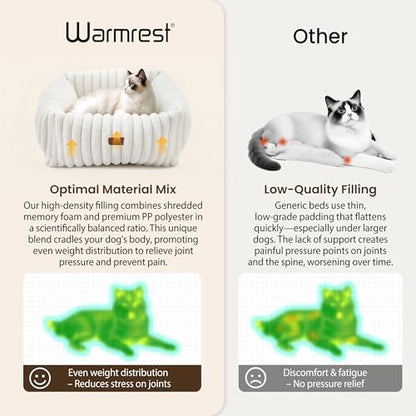 Cute Dog Bed for Small Dogs & Cats,Washable Fluffy Cat Beds for Indoor Cats, Rectangle Orthopedic Memory Foam Puppy Beds with Anti-Slip Bottom, 20 x19 x 6 Inches, Cream (20x19x6 inches) - Image 6