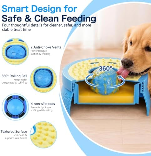 9oz Dog Lick Bowl with Rolling Ball, Twist-Lockable Dog Enrichment Toys - Image 4
